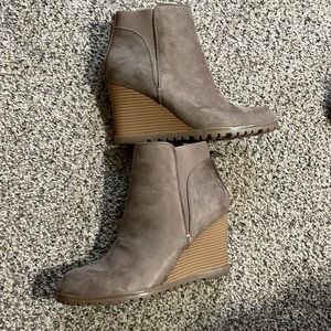 Grey suede heel booties